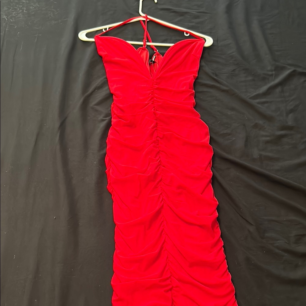 Elegant Red Ruched Dress